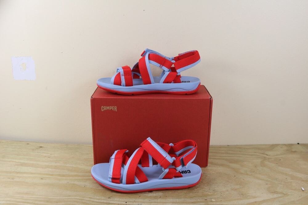 New Camper Sandals Womens 8 Red Gray Stripes Match Shoes